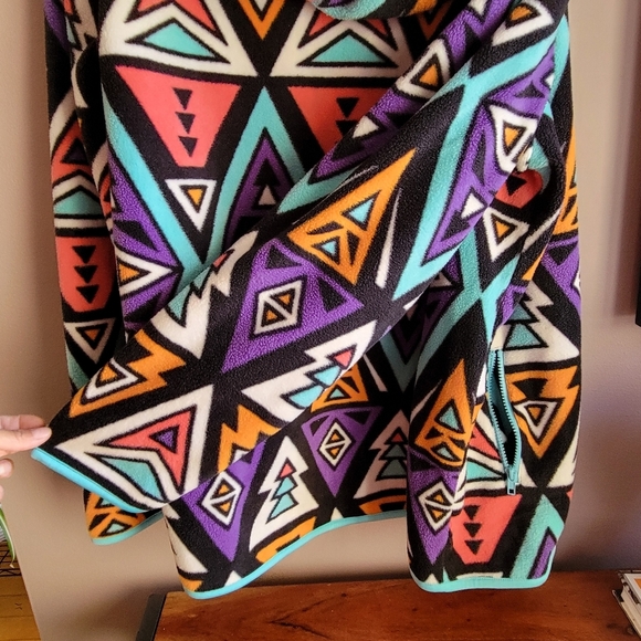 Free Nature NYC Large Colorful Geometric Patterned Men's Hoodie Pockets Full Zip - Picture 13 of 13